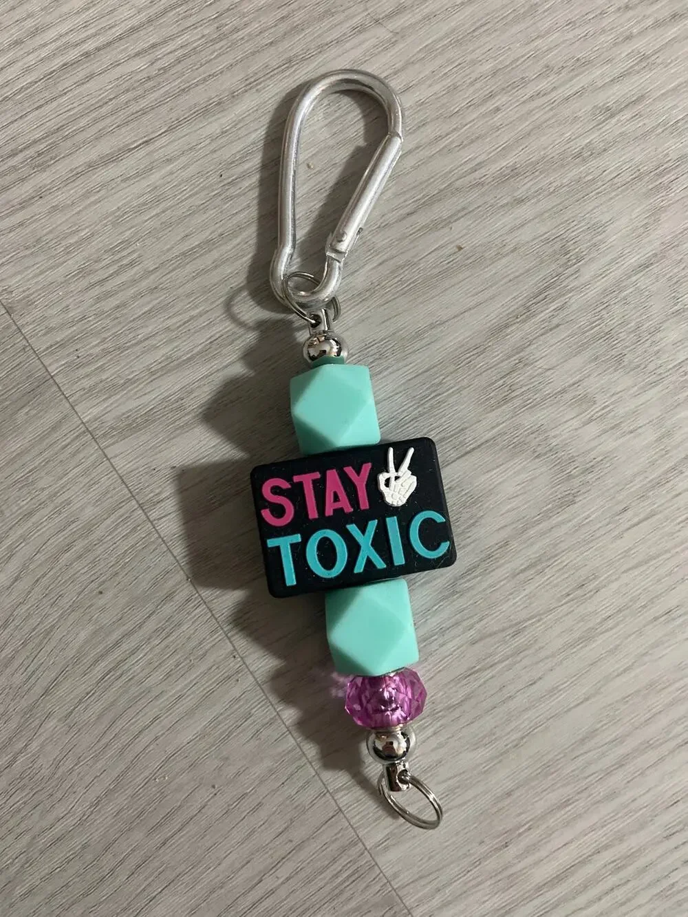 Stay toxic purse charm keychain